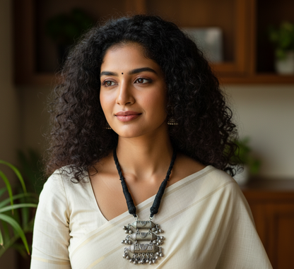 silver oxidised necklace