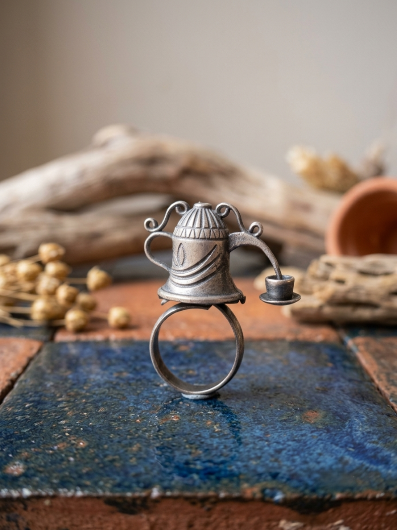 Oxidised Tea Kettle Adjustable Ring
