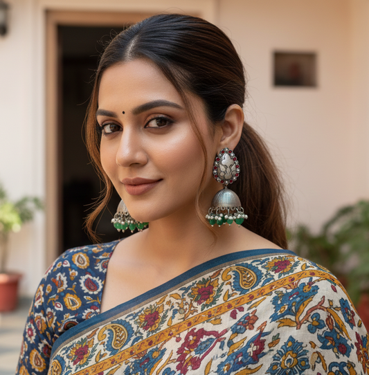 Sanasha Silver Look Alike Oxidised Jhumka