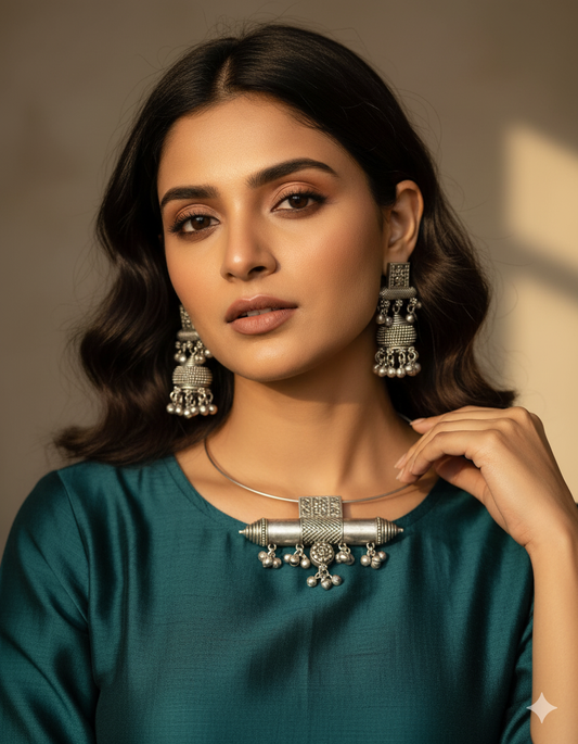 Oxidised Tribal Hasli Set