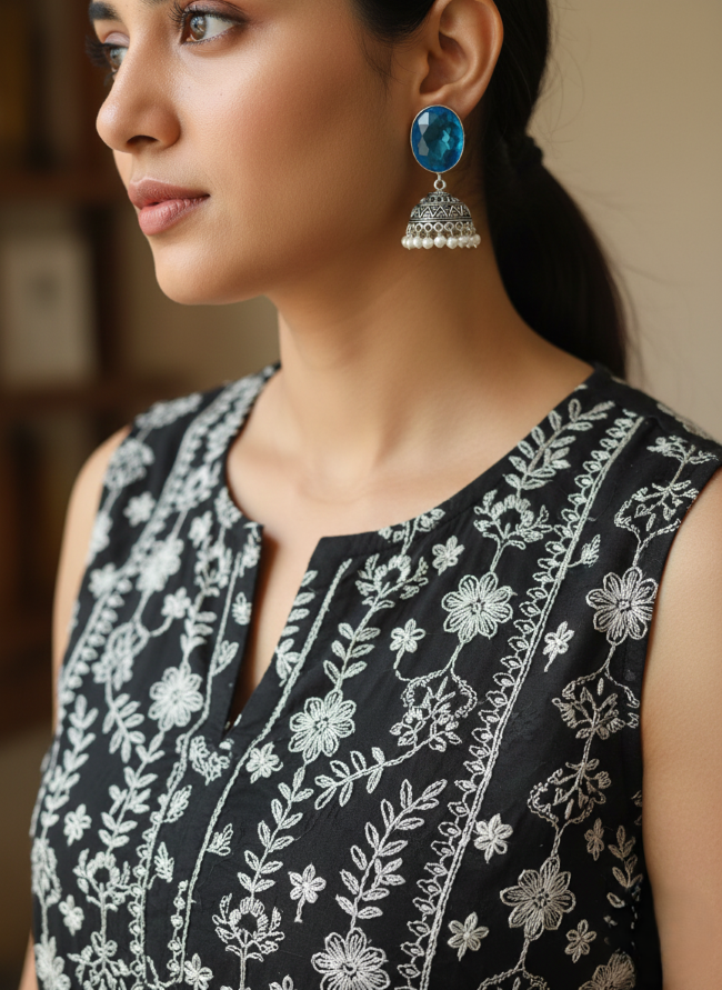 Kaya Jhumki Oxidised Earrings