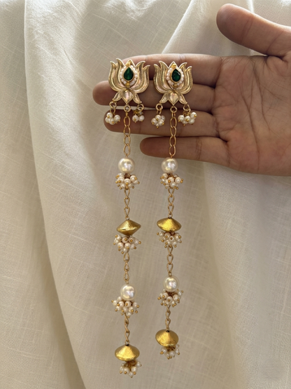 Lotus Pearl Dangler Earrings
