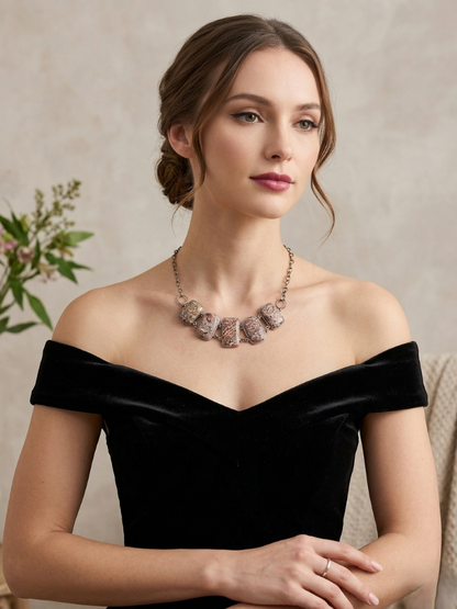 Terra Marble Mosaic Stone Necklace