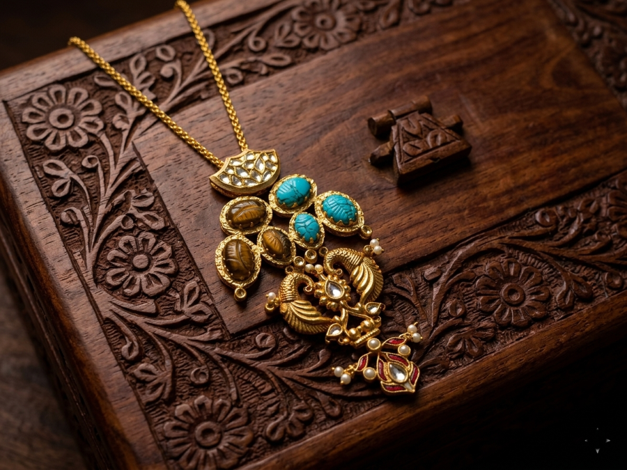 Amrapali Peacock Motif Pendant