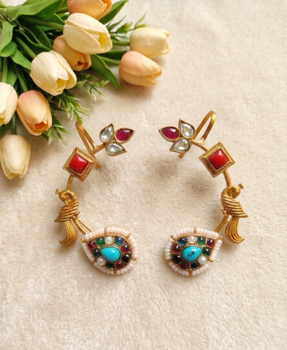 Peacock Golden Earcuff