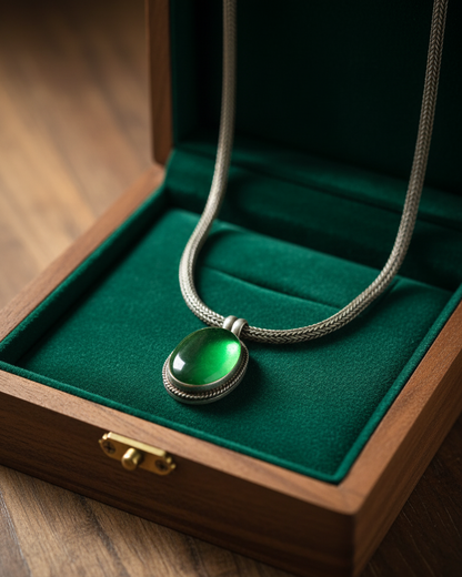 Antique Green Stone Pendant Necklace