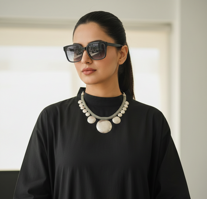 Silver oxidised necklace