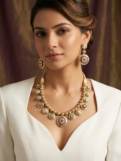 Devika Golden Necklace Set