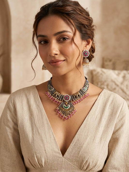 Baghyawati Fusion Panchi Necklace Set