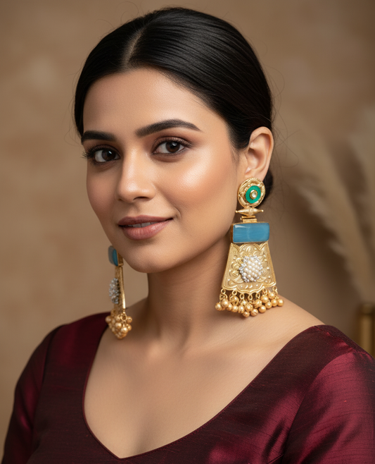 Vrinda Golden Earrings