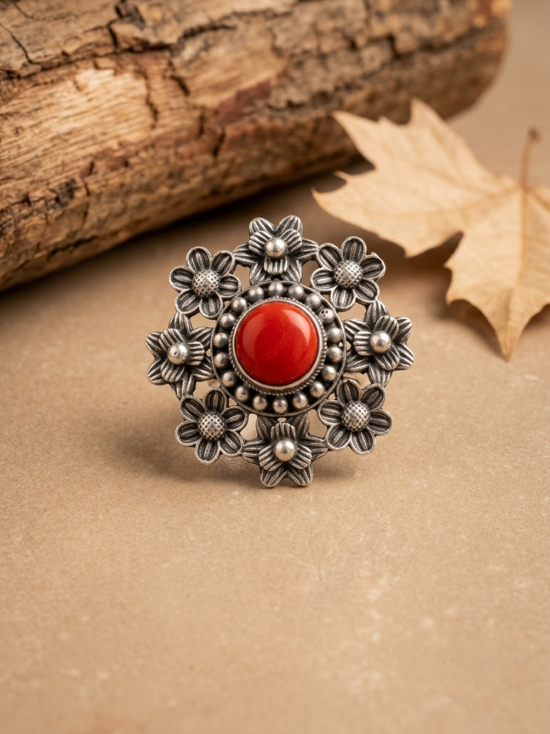 Floral Adjustabel Finger Ring