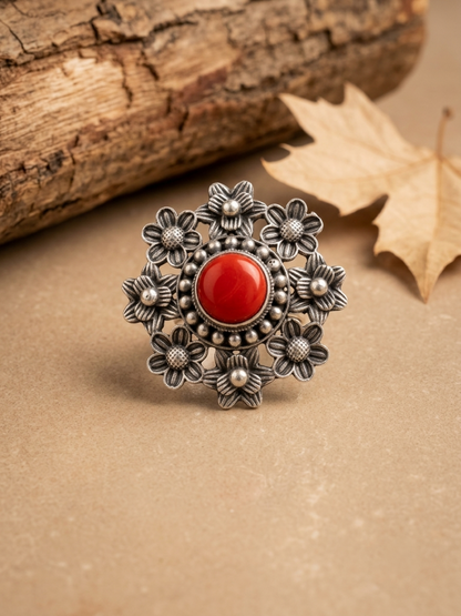 Floral Adjustabel Finger Ring