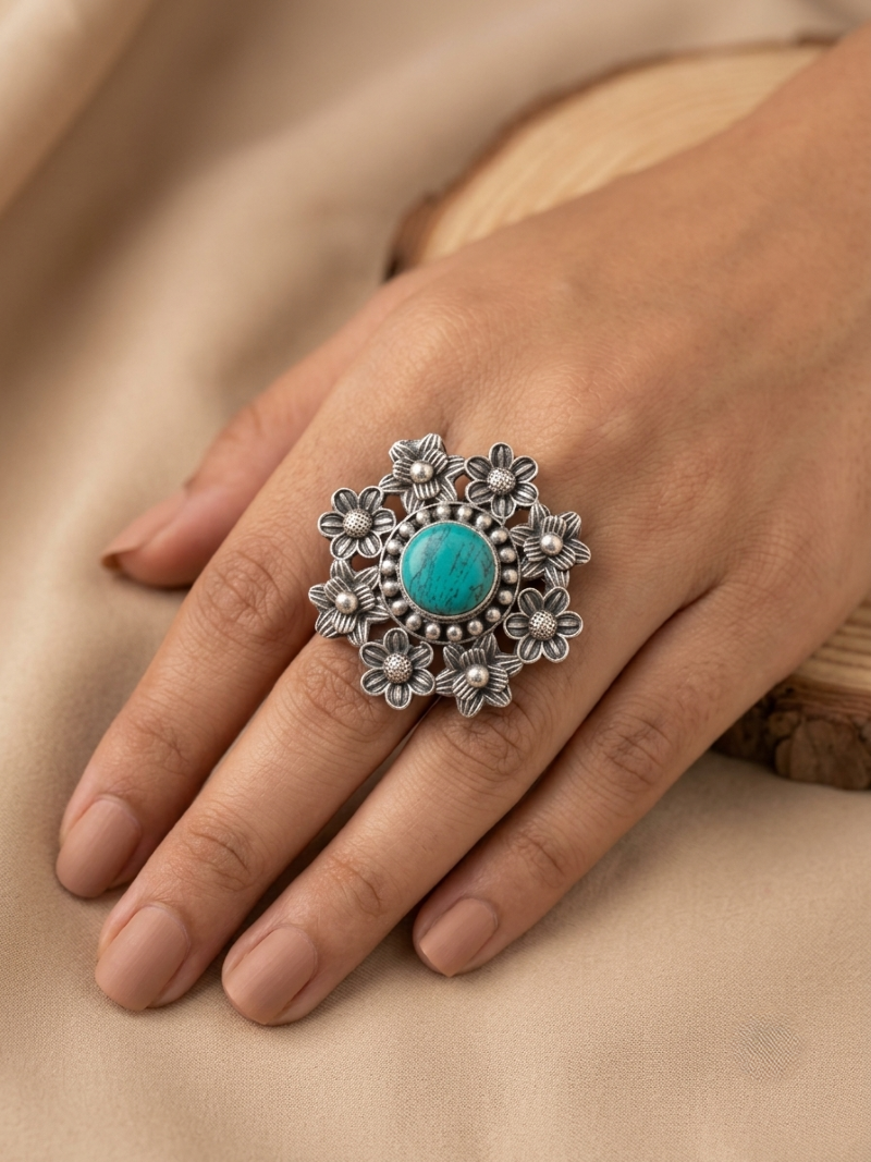 Floral Adjustabel Finger Ring