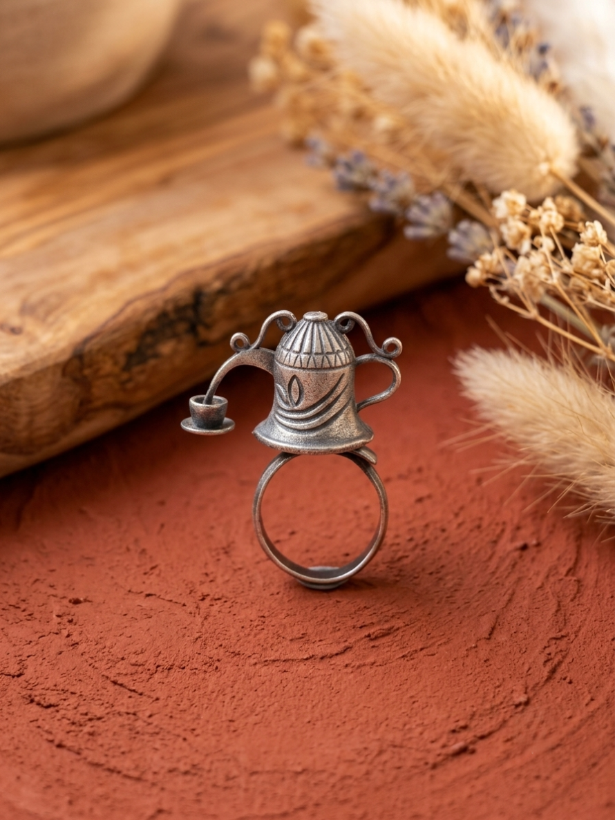 Oxidised Tea Kettle Adjustable Ring