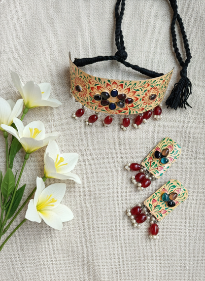 Hand Painted Floral Choker Set