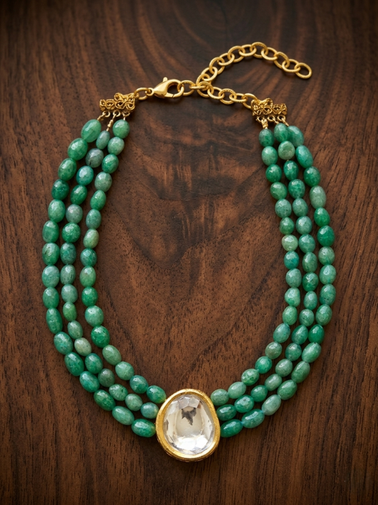 Meenakari Kundan Natural Stone Choker