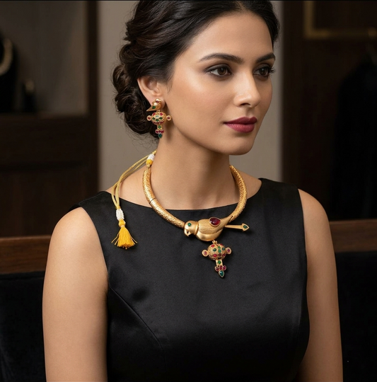 Antique Gold Parrot Necklace Set