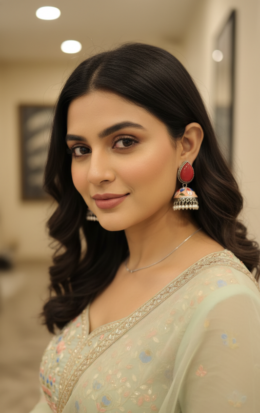 Hand painted Stone Jhumka Earrings