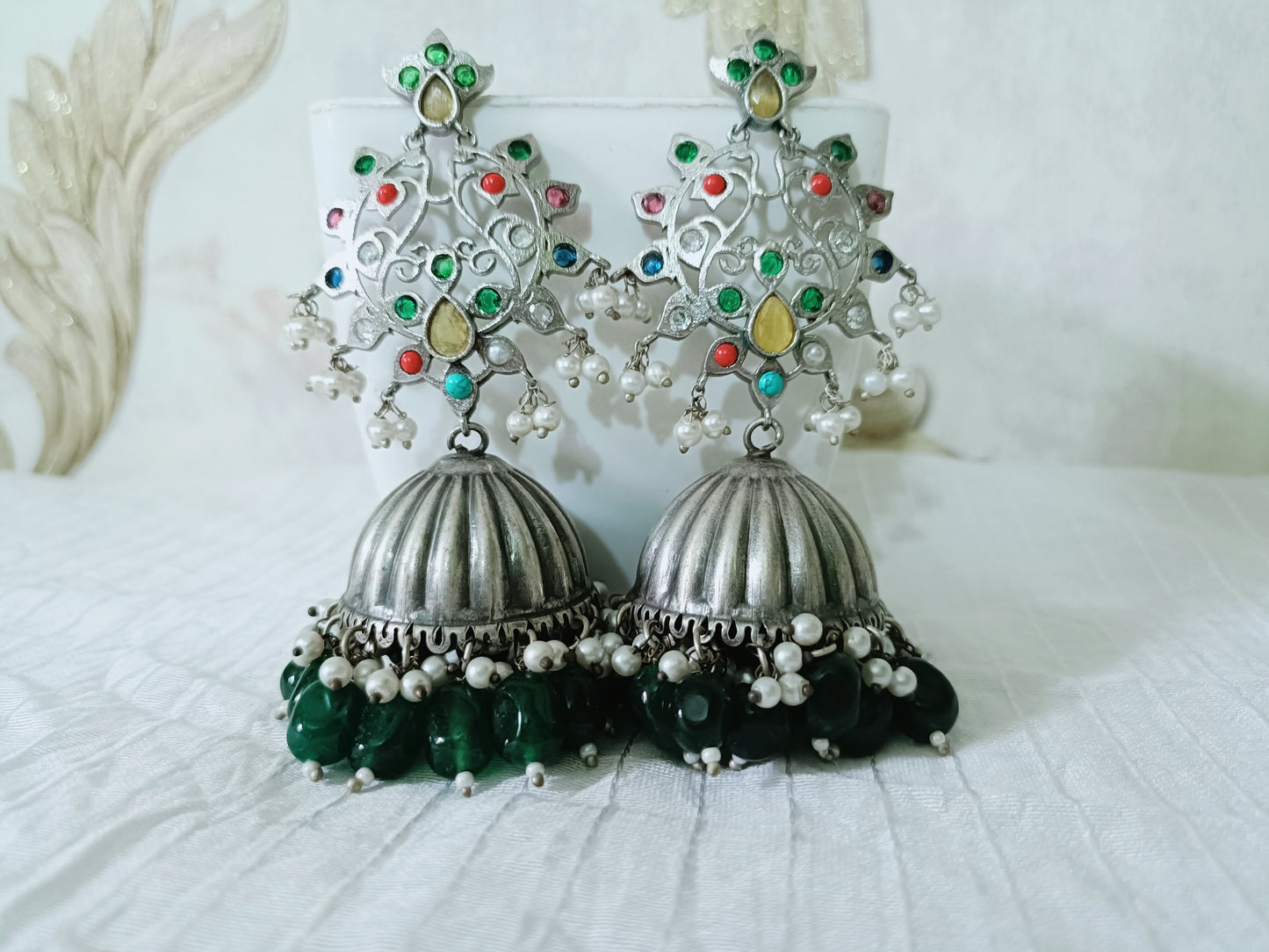 Masha Silver Look ALike Oxidised Jhumka