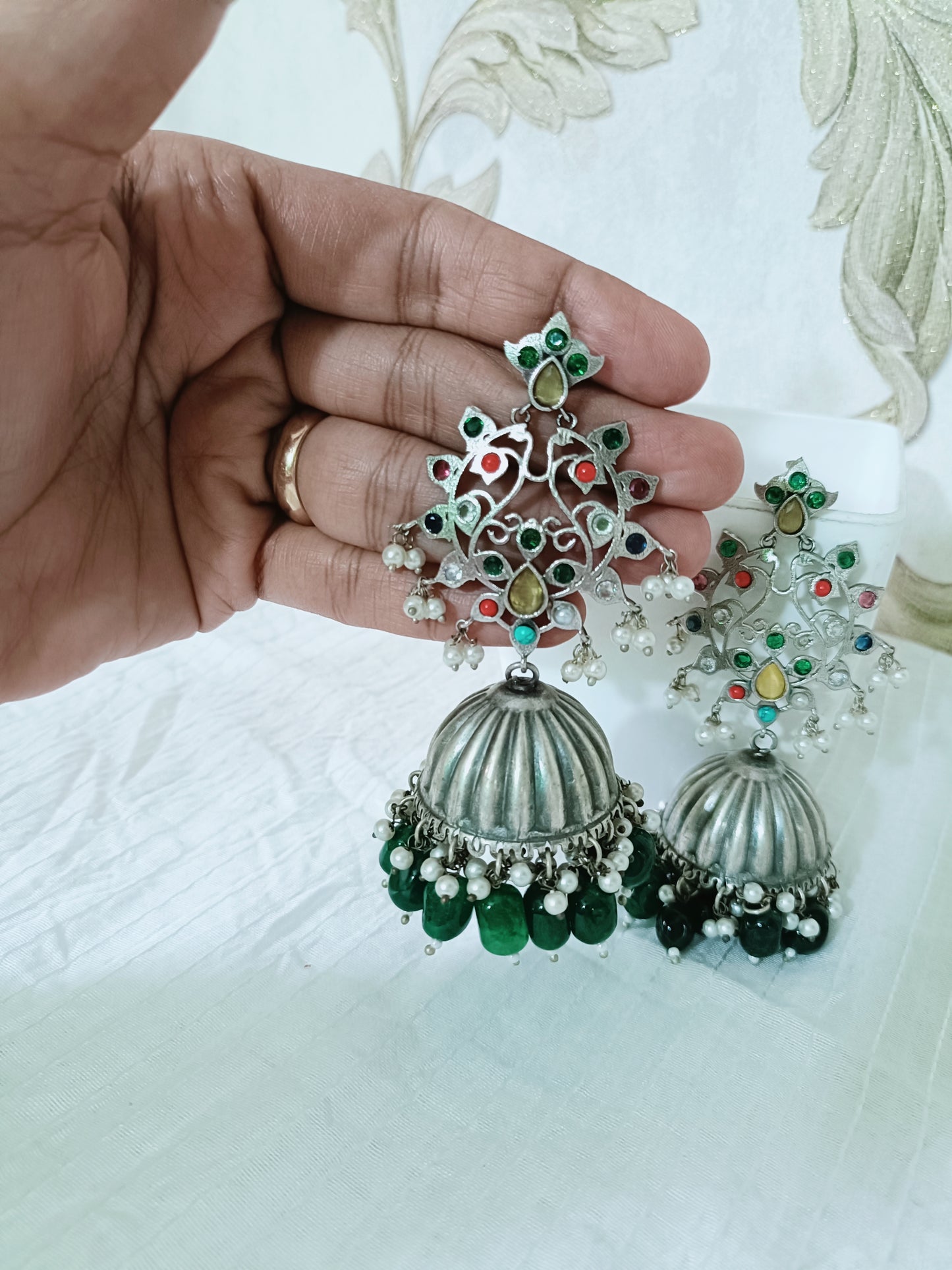 Masha Silver Look ALike Oxidised Jhumka