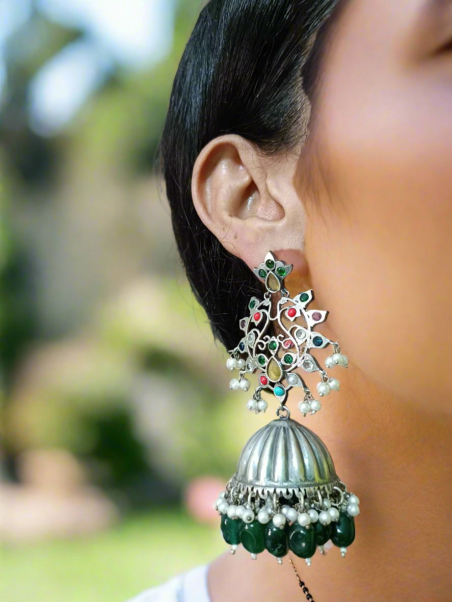 Masha Silver Look ALike Oxidised Jhumka