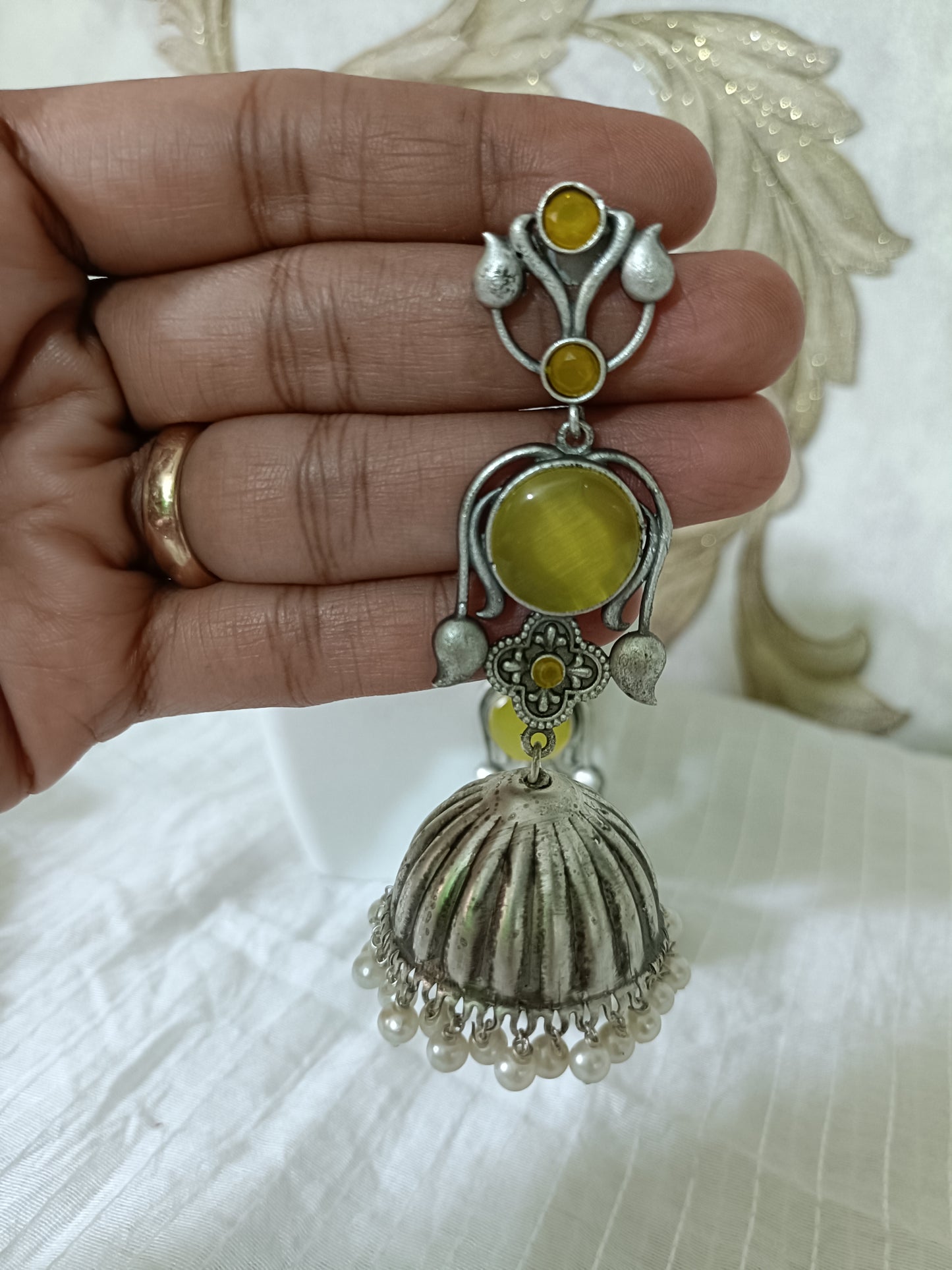 Sia Silver look alike Oxidised Jhumka