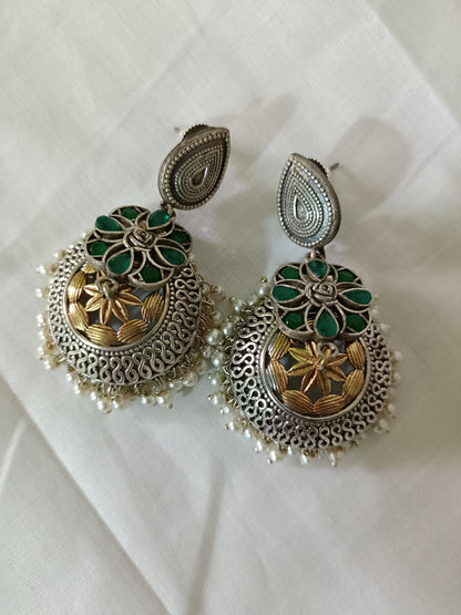 Dhara Silver Look Alike Oxidised Jhumka