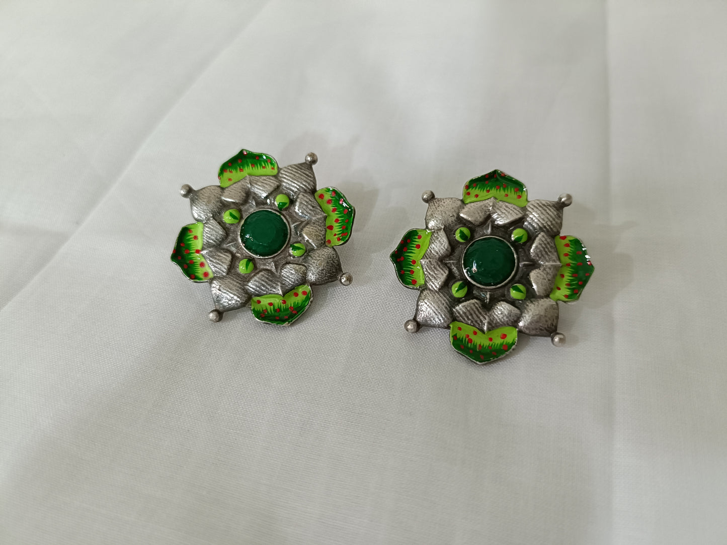 Hand Painted Oxidised Studs