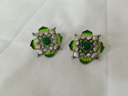 Hand Painted Oxidised Studs