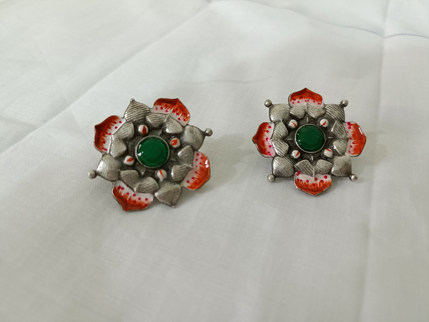 Hand Painted Oxidised Studs