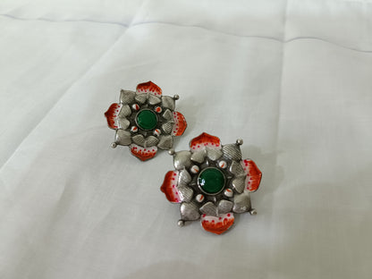 Hand Painted Oxidised Studs