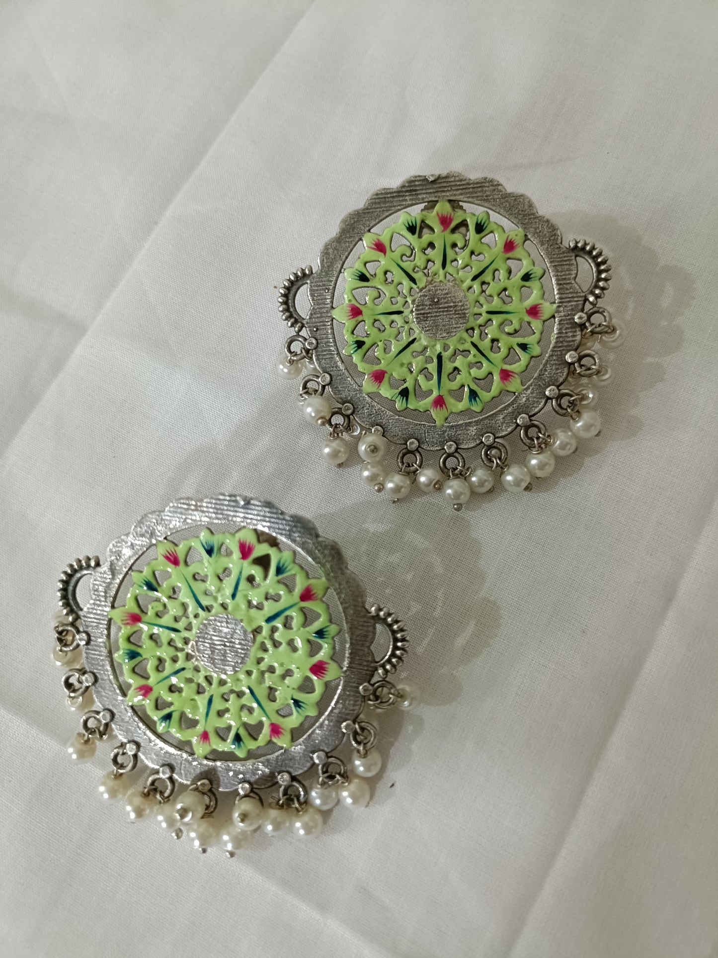 Meera Mennakari Oxidised Earrings