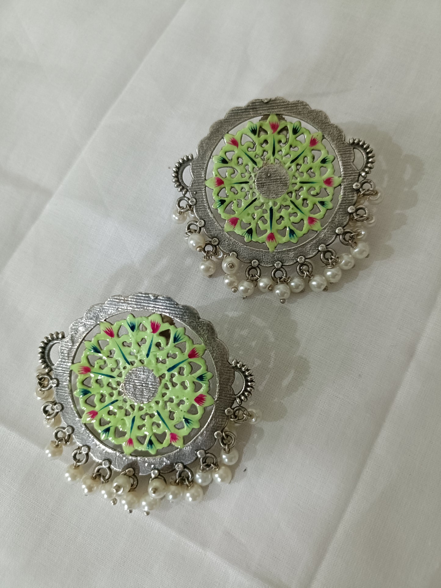 Meera Mennakari Oxidised Earrings