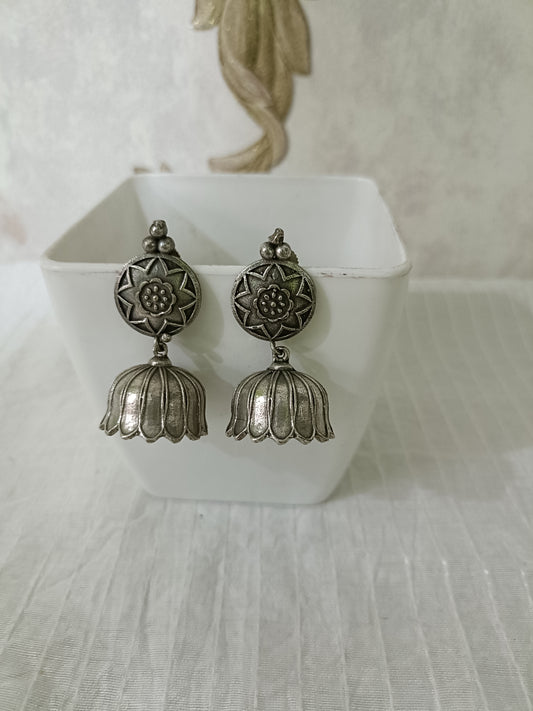 Lotus Oxidised Jhumka