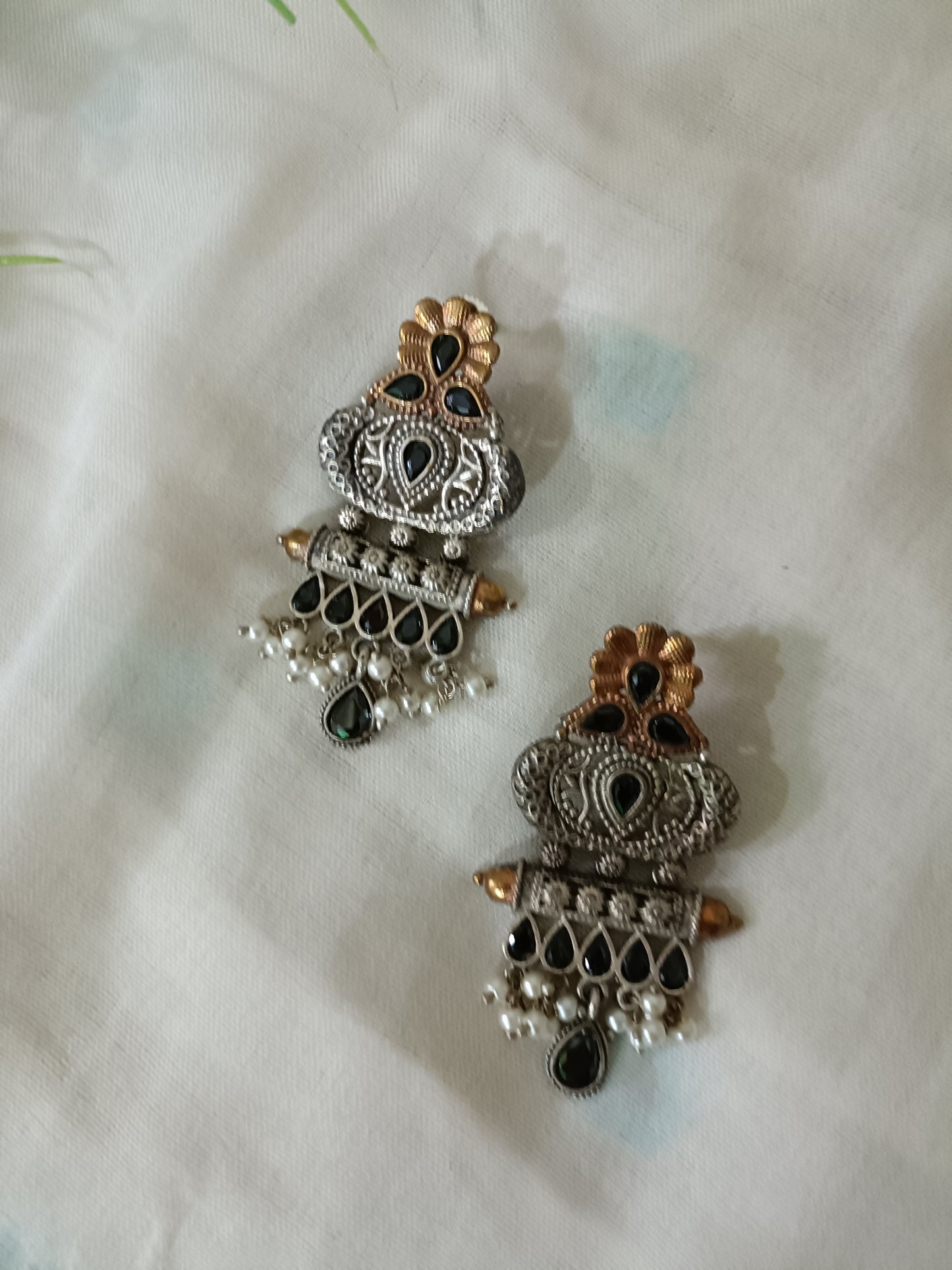 Designer Handcrafted Dual Tone Oxidised Earrings