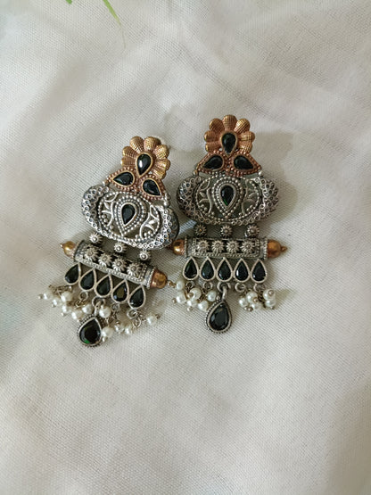 Designer Handcrafted Dual Tone Oxidised Earrings