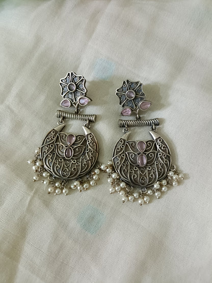 Dhriti Silver Look Alike Oxidised Earrings