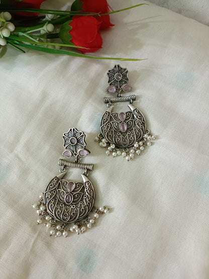 Dhriti Silver Look Alike Oxidised Earrings