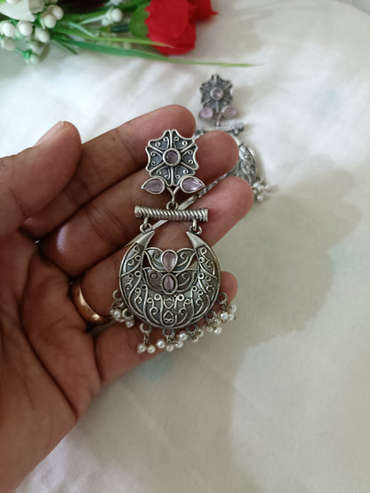 Dhriti Silver Look Alike Oxidised Earrings