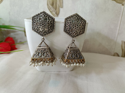 Neer Oxidised Jhumka