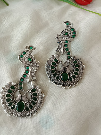 Silver Look Alike Oxidised Earrings