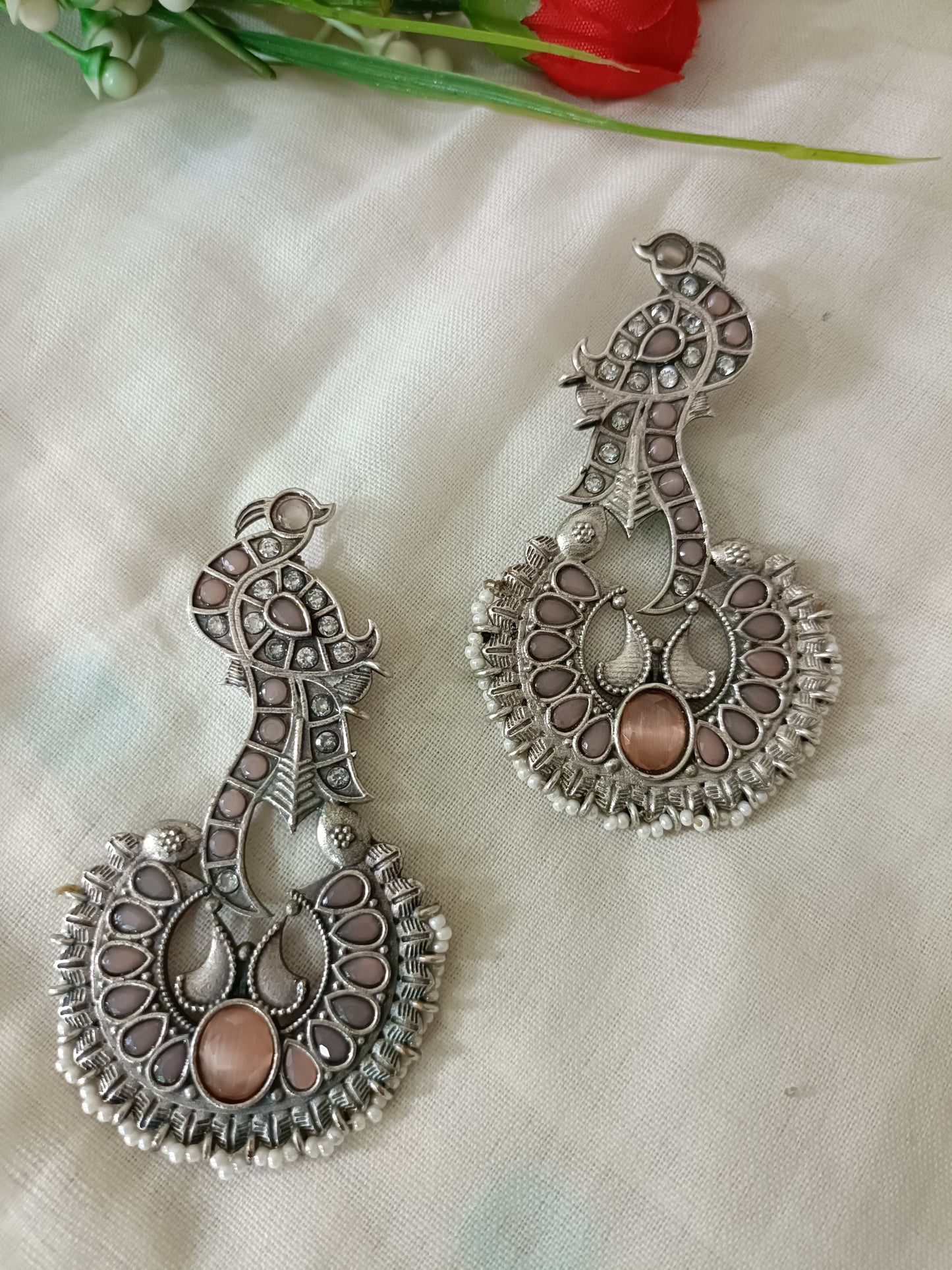 Silver Look Alike Oxidised Earrings