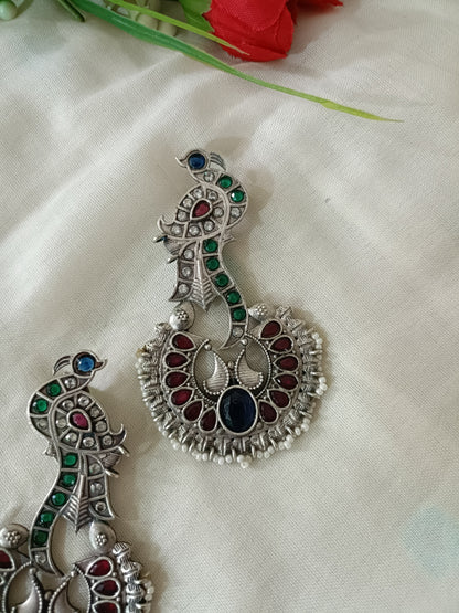 Silver Look Alike Oxidised Earrings