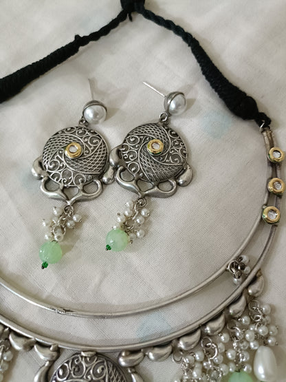 German Silver Oxidised Hasli Set