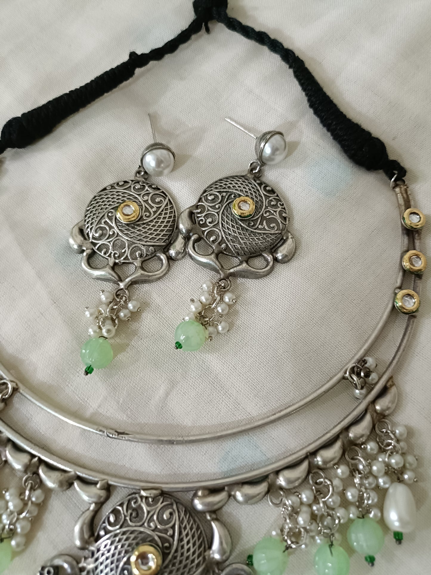 German Silver Oxidised Hasli Set