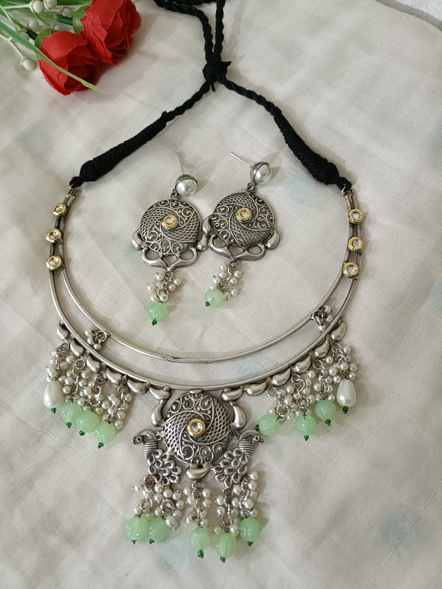 German Silver Oxidised Hasli Set