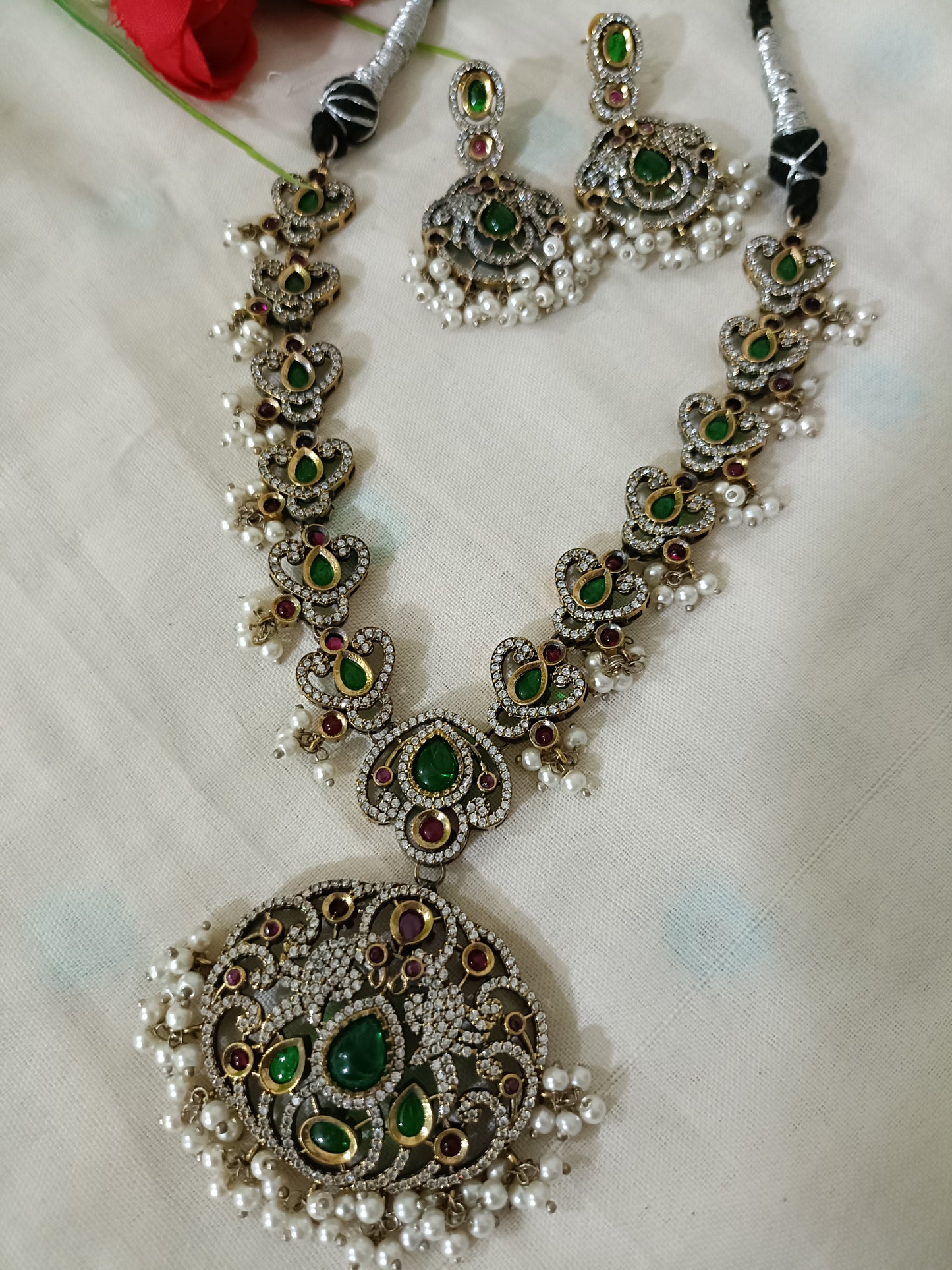 AD Oxidised Necklace Set