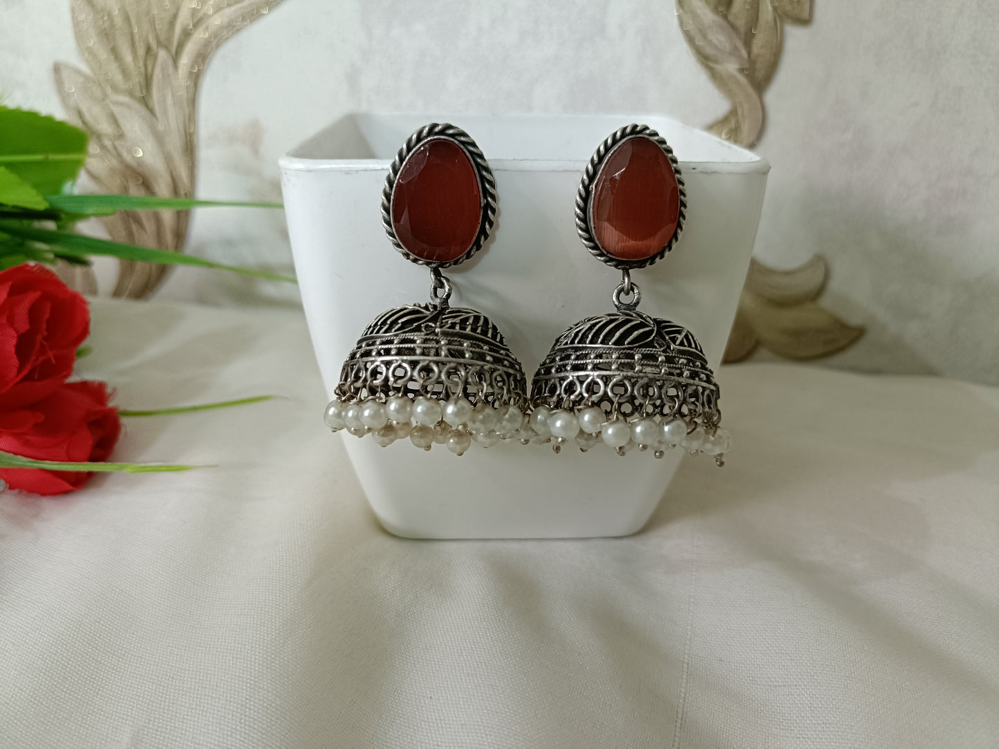 Mrignaini Oxidised Jhumka