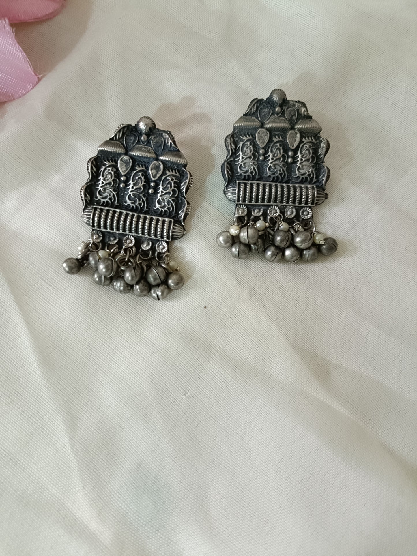 Black polish Oxidised earrings