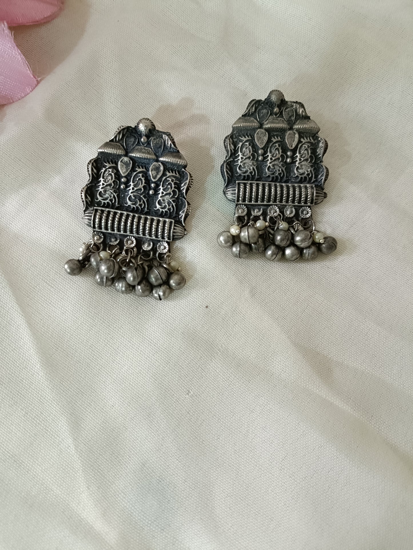 Black polish Oxidised earrings